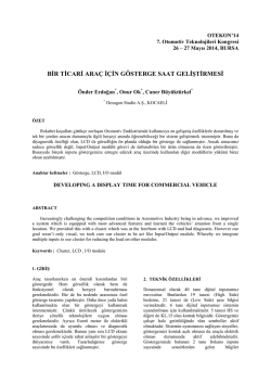 BİR TİCARİ ARA&Ccedil; İ&Ccedil;İN G&Ouml;STERGE SAAT GELİŞTİRMESİ
