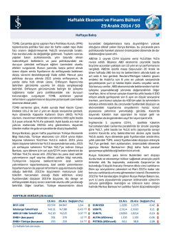Haftalık Ekonomi ve Finans B&uuml;lteni 29 Aralık