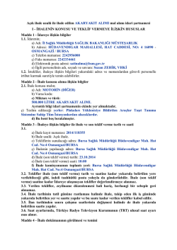 A&ccedil;ık ihale usul&uuml; ile ihale edilen AKARYAKIT ALIMI mal alımı idari