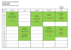 I. YARIYIL A Şubesi Pazartesi Salı &Ccedil;arşamba Perşembe Cuma 1000