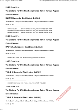 &yuml;şB &Uuml; Y &Uuml; K   K a t e g o r i s i   S t a r t   L i s t e s i   ( B A Y A N )