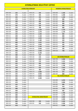 AYDINLATMAX 2014 FİYAT LİSTESİ