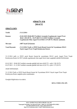 01.01.2015-30.06.2015 Tarihleri Arasında Uygulanacak Asgari
