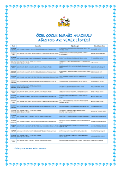 &ouml;zel &ccedil;ocuk durağı anaokulu ağustos ayı yemek listesi