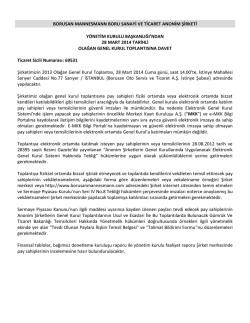 Olağan Genel Kurul Daveti