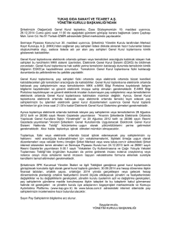Olağan&uuml;st&uuml; Genel Kurul Duyurusu 2014