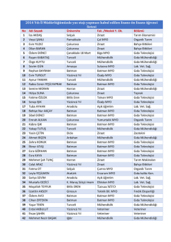 Lisans - &Ouml;nlisans Staj Listesi - Batman İl Gıda Tarım ve Hayvancılık