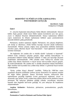 BAYHAN, Vehbi-HEDONİST VE PÜRİTAN ETİK