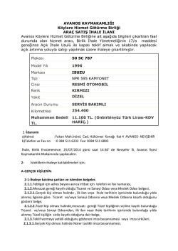 AVANOS KAYMAKAMLIĞI K&ouml;ylere Hizmet G&ouml;t&uuml;rme Birliği ARA&Ccedil;