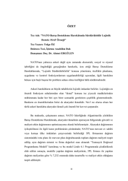 "NATO Barışı Destekleme Harekâtında Sürdürülebilir Lojistik Destek