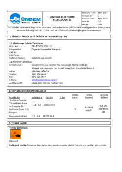 G&Uuml;VENLİK BİLGİ FORMU BLUECOOL OXİ 15