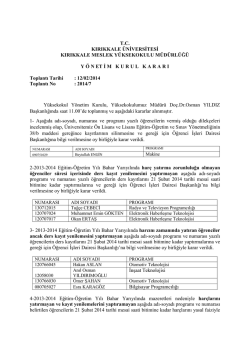 12.02.2014 Tarihli Y&ouml;netim Kurulu Kararı