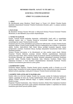 MENDERES TEKSTİL SANAYİ VE TİCARET A.Ş. KURUMSAL