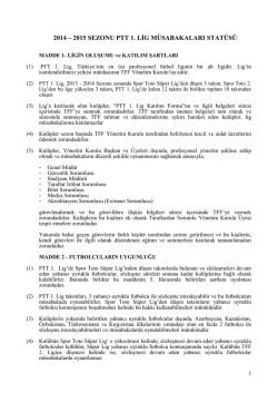 PTT 1. Lig Stat&uuml;s&uuml; - T&uuml;rkiye Futbol Federasyonu
