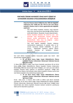 Yeni Nesil Ödeme Kaydedici Cihaz Kayıt Süresi ve Levhasının