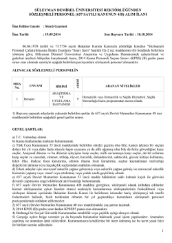 s&uuml;leyman demirel &uuml;niversitesi rekt&ouml;rl&uuml;ğ&uuml;nden s&ouml;zleşmeli personel