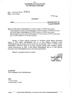 İl&ccedil;e Milli Eğitim M&uuml;d&uuml;rl&uuml;ğ&uuml; Yazısı