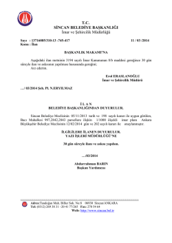 Bacı mah. 997,2842,2843 parsellerde imar plan-askı
