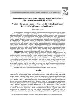 Sorumluluk Tutumu ve Aileden Algılanan Sosyal Desteğin Sosyal