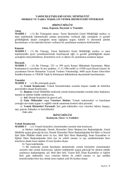 TİGEM Merkez ve Taşra Teşkilatı Yemek Hizmetleri Y&ouml;nergesi