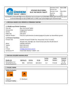 G&Uuml;VENLİK BİLGİ FORMU BLUE TAB FANCOİL TABLETİ