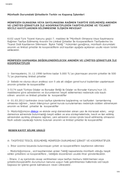 Münfesih Durumdaki Şirketlerin Terkin ve Kapanış