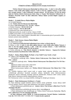 İHALE İLANI T&Uuml;RKİYE K&Uuml;REK FEDERASYONU