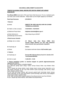 KISA MESAJ (SMS) HİZMETİ ALINACAKTIR T&Uuml;RKİYE İŞ KURUMU
