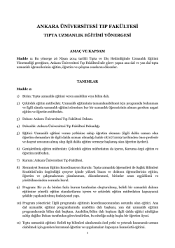 Ankara &Uuml;niversitesi Tıp Fak&uuml;ltesi Tıpta Uzmanlık Eğitimi Y&ouml;nergesi