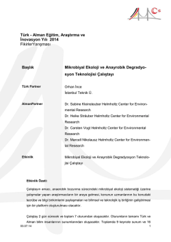 Mikrobiyal Ekoloji ve Anayrobik Degradyosyon Teknolojisi &Ccedil;alıştayı