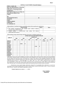 BUĞDAY TALEP FORMU (Ekmeklik Buğday) FİRMA /ŞAHIS ADI