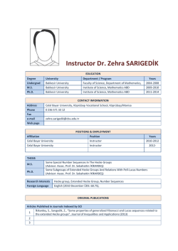 Instructor Dr. Zehra SARIGEDİK