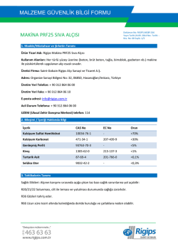 MALZEME G&Uuml;VENLİK BİLGİ FORMU MAKİNA PRF25 SIVA