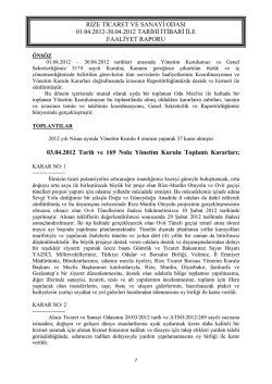 Nisan Faaliyet Raporu - Rize Ticaret ve Sanayi Odası