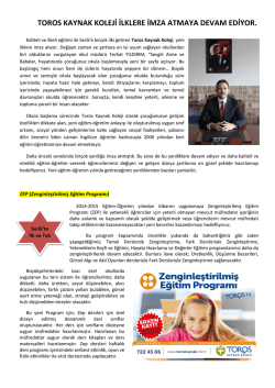 TOROS KAYNAK KOLEJİ İLKLERE İMZA ATMAYA DEVAM EDİYOR.