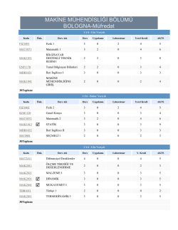 MAKİNE M&Uuml;HENDİSLİĞİ B&Ouml;L&Uuml;M&Uuml; BOLOGNA