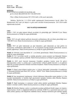 KONUSU: PLAN VE B&Uuml;T&Ccedil;E KOMİSYON RAPORLARI ğ) ULA İL&Ccedil;E