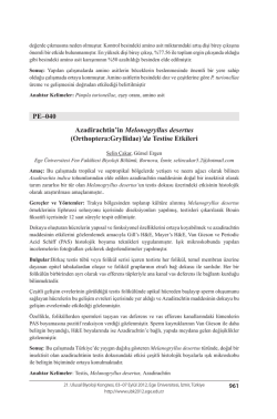 da Testise Etkileri - Biyoloji Kongreleri