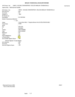 MYO Kodu / Adı KOCAELİ &Uuml;Nİ - Kocaeli &Uuml;niversitesi G&ouml;lc&uuml;k Meslek