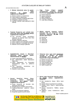 FİNAL 2014 İNKİLAP TARİHİ