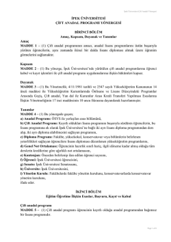 ipek &uuml;niversitesi &ccedil;ift anadal programı y&ouml;nergesi