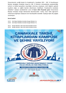 "&Ccedil;anakkale Sohbetleri" Başlıklı Etkinlik Duyurusu