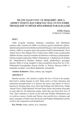 HOCA AHMET YESEV&Icirc;, HACI BEKTAŞ VEL&Icirc;, YUNUS EMRE