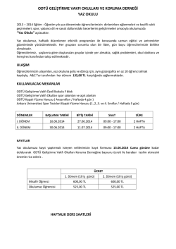 odt&uuml; geliştirme vakfı okulları ve koruma derneği yaz okulu