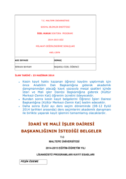 idari ve mali işler dairesi başkanlığının istediği belgeler