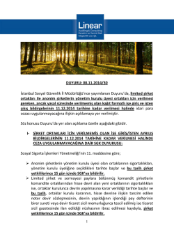 DUYURU:08.11.2014/30 İstanbul Sosyal G&uuml;venlik