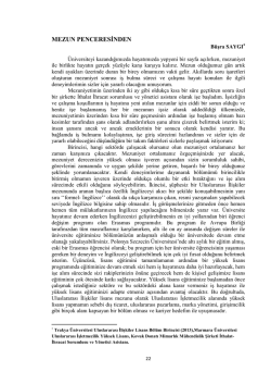 MEZUN PENCERESİNDEN - Uluslararası İlişkiler &Ouml;ğrenci Dergisi