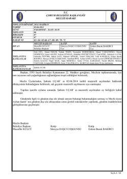 T.C. ÇORUM BELEDİYE BAŞKANLIĞI MECLİS KARARI Başkan