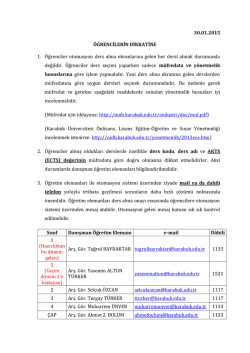 30.01.2015 ÖĞRENCİLERİN DİKKATİNE 1. Öğrenciler otomasyon