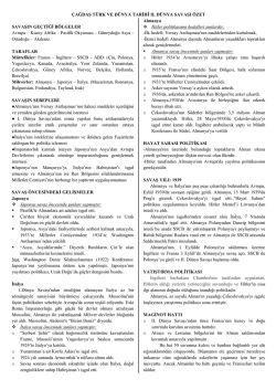 &Ccedil;AĞDAŞ T&Uuml;RK VE D&Uuml;NYA TARİHİ II. D&Uuml;NYA SAVAŞI &Ouml;ZET